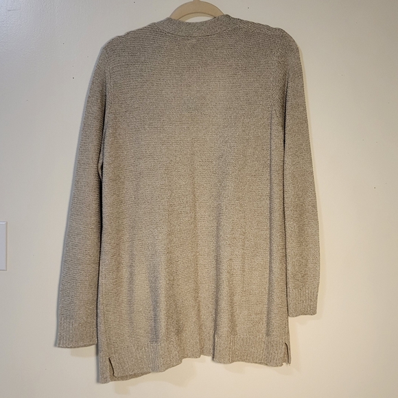 Cotton Emporium (Women's M) "Vallerie" Pocket Beige Open Front Cardigan Sweater - Picture 5 of 7